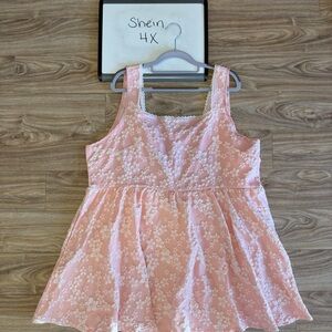 SHEIN Blush Floral Sleeveless Dress Romper Skort 4X